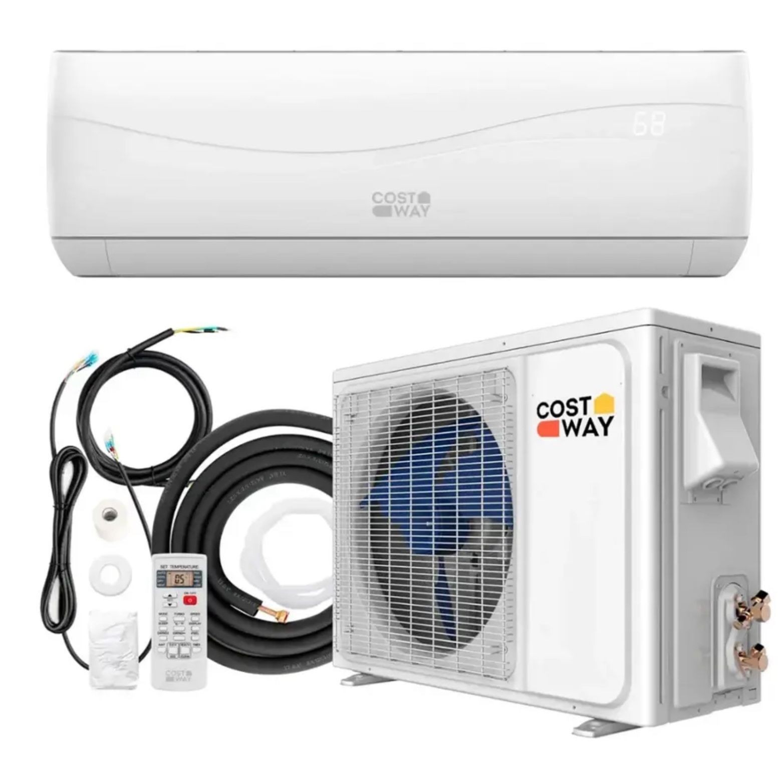 Costway - 9000 BTU Split Air Conditioner & Heater Wall Mount AC Unit w/ Remote