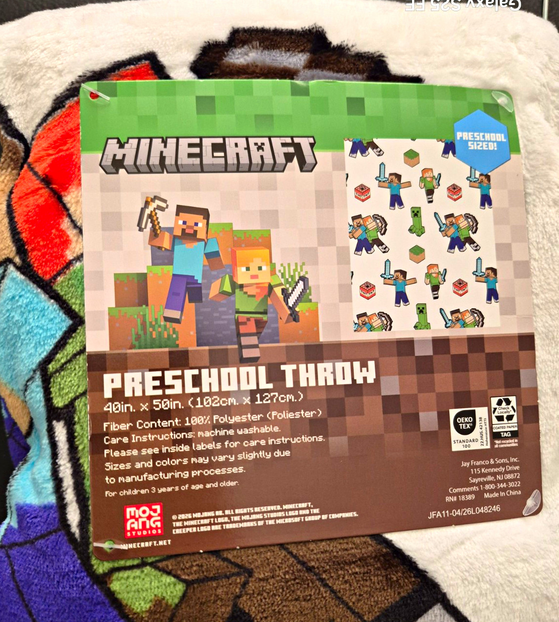 Mojang Studios Minecraft Throw Blanket 4ft x 5ft Polyester Steve Machine Wash Mojang Studios Minecraft Throw Blanket 4ft x 5ft Polyester Steve Machine Wash