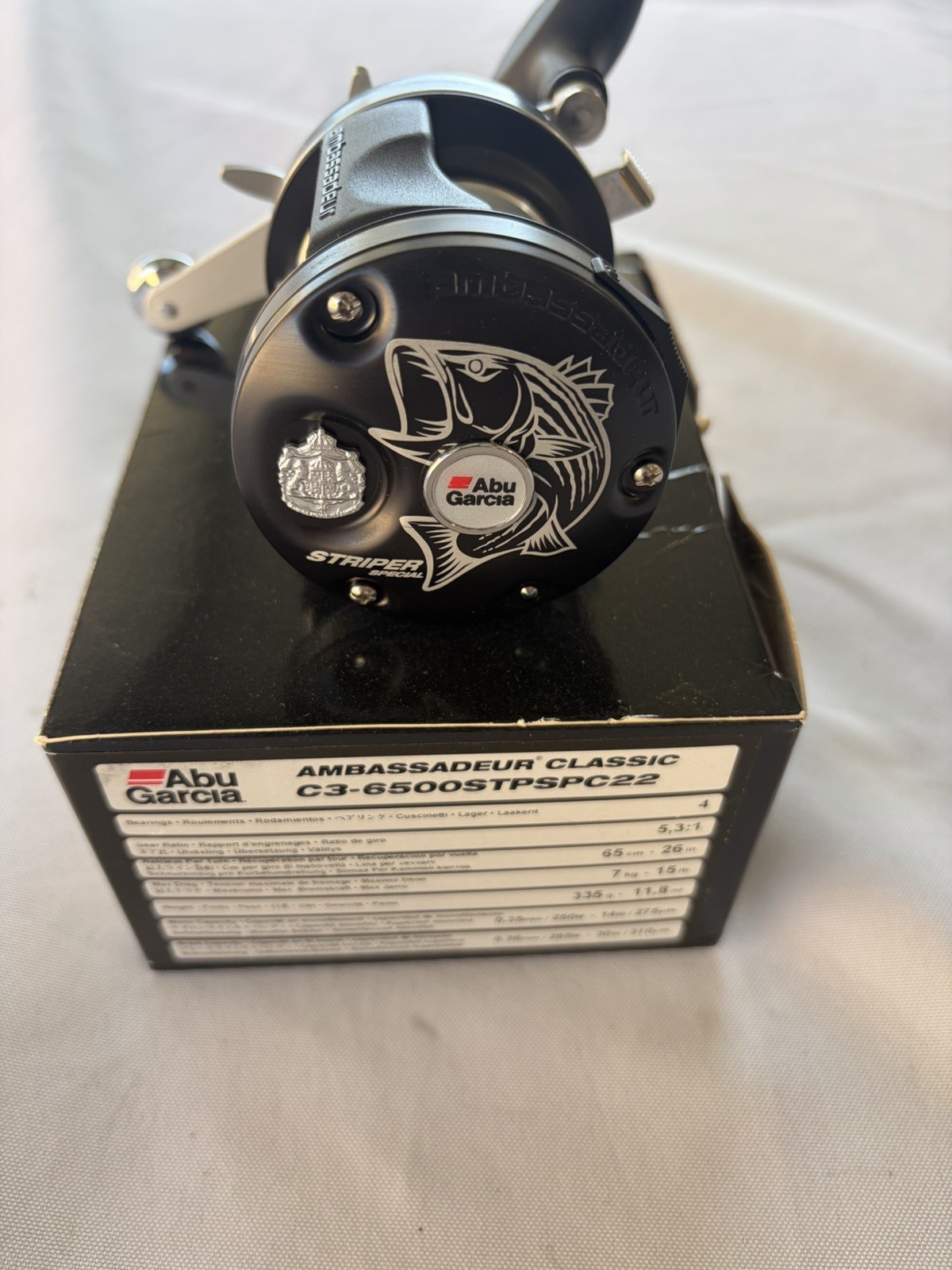Abu Garcia Ambassadeur 6500 C3 Striper Special RH Baitcasting Reel With Box Abu Garcia Ambassadeur 6500 C3 Striper Special RH Baitcasting Reel With Box