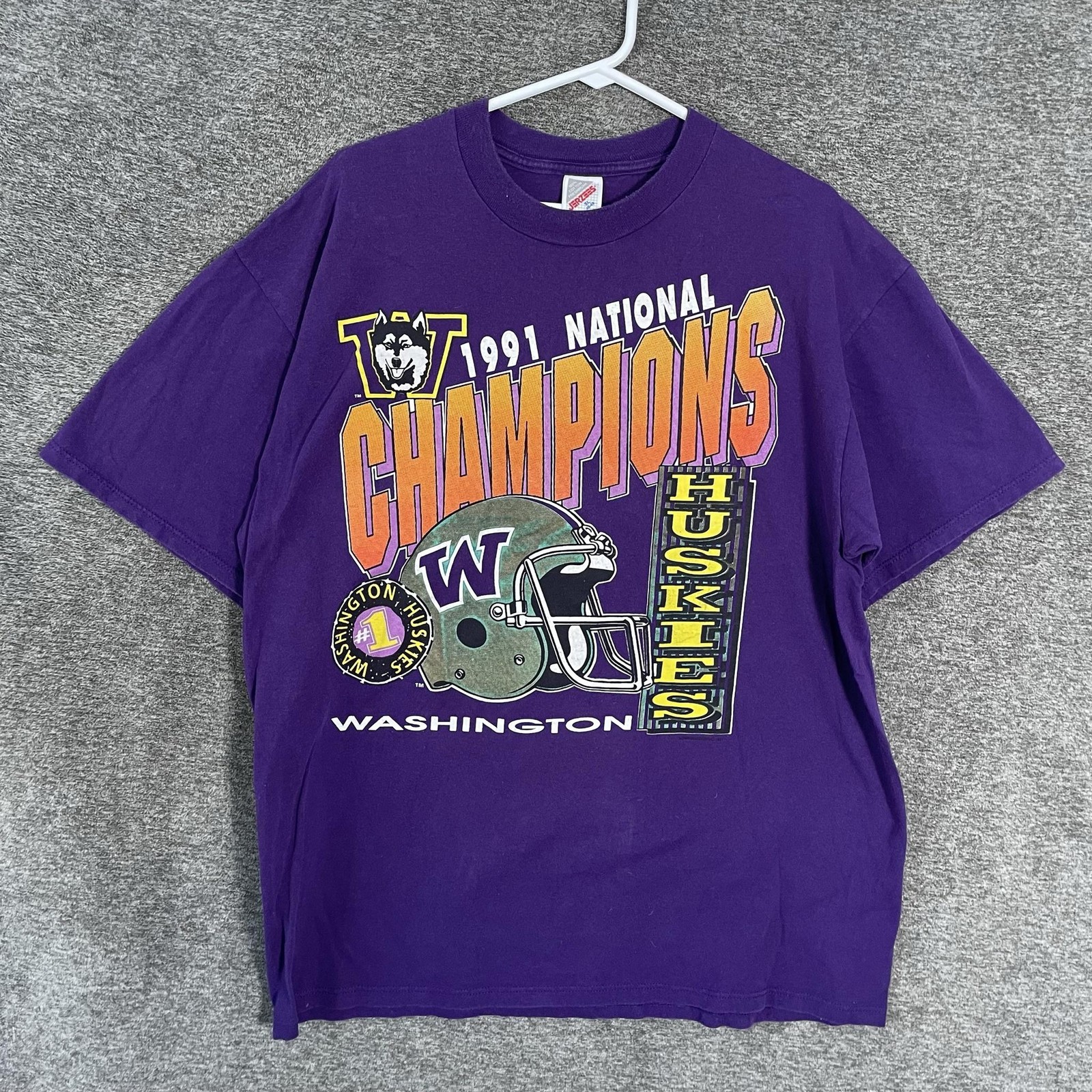 Vintage Washington Huskies Shirt Mens XL Purple NCAA Football Jerzees 1991