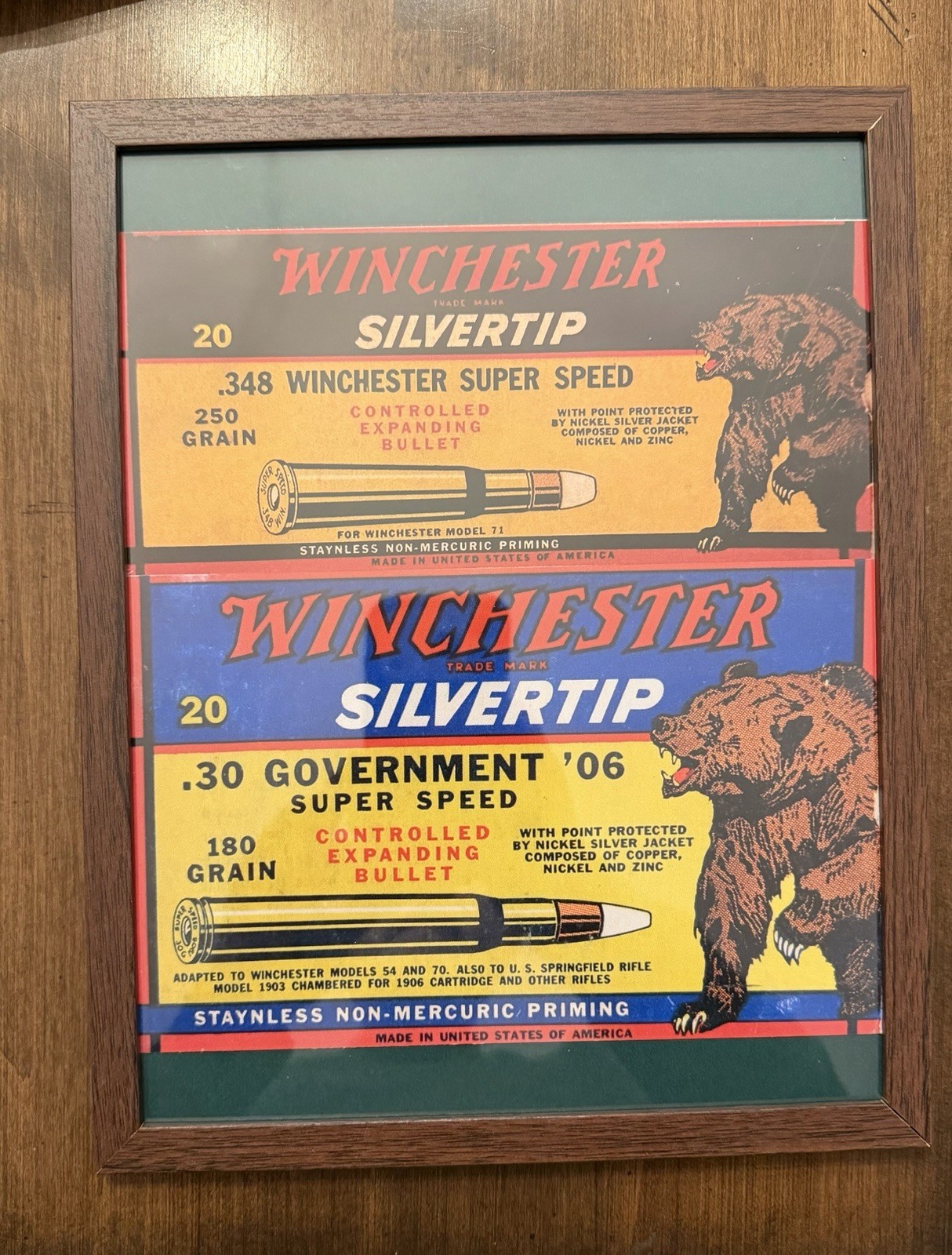 Winchester Grizzly Bear Vintage Advertising Ammo Box Reproduction Framed Print 2