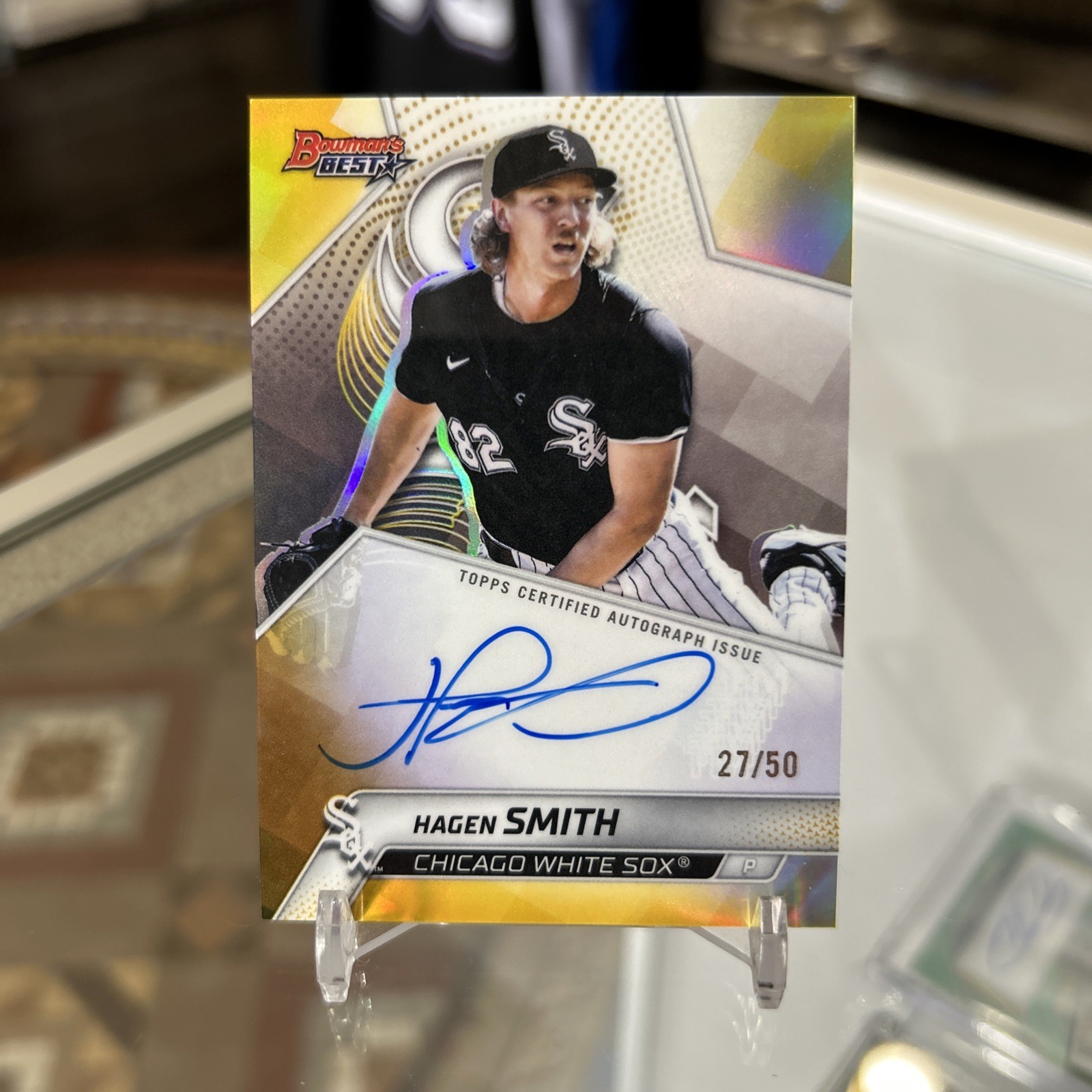 2025 Bowman's Best Hagen Smith Auto Rare True Gold Refractor Parallel SSP /50 2025 Bowman's Best Hagen Smith Auto Rare True Gold Refractor Parallel SSP /50