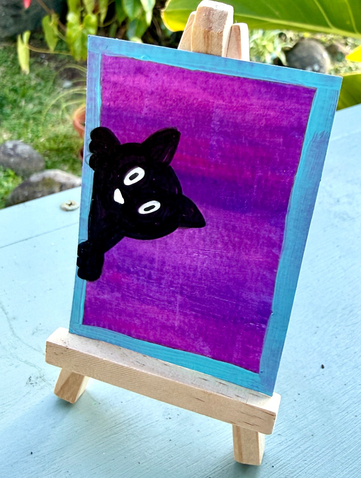 ACEO/ATC Original Acrylic Mini Cat Art Painting \