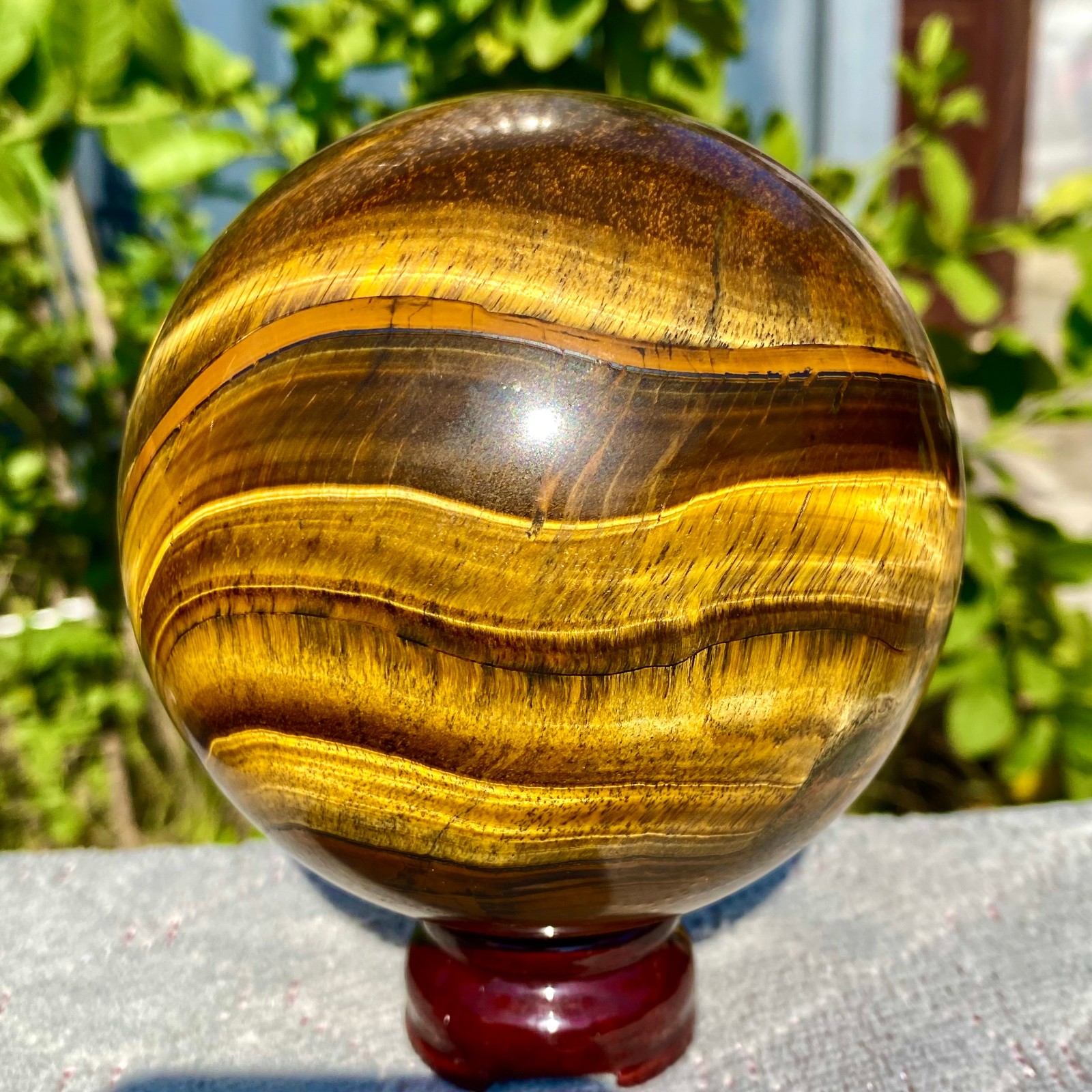 3.68LB Large Natural Tiger's Eye Ball Quartz Crystal Sphere Gem Healing Décor