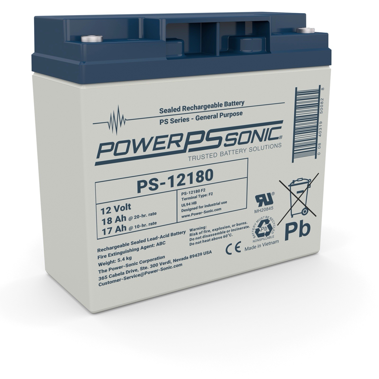 *NEW* Never Used Power sonic 12v 18AH SLA Battery PS-12180F2