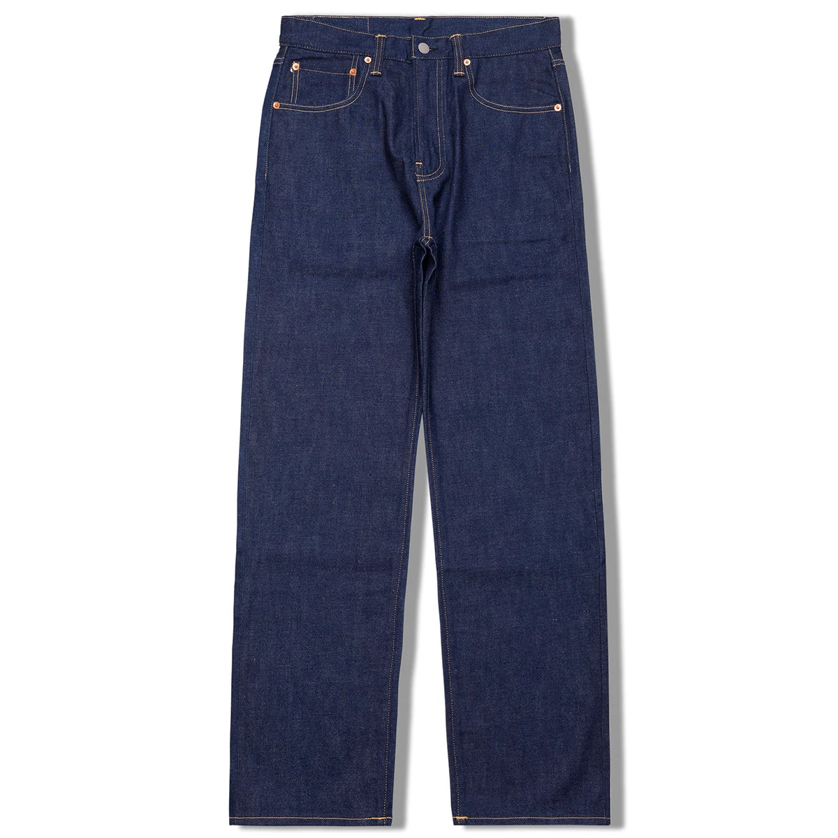 12oz Selvedge Denim Jeans WWII Cut Zipper Fly High-Rise Straight-Leg 12oz Selvedge Denim Jeans WWII Cut Zipper Fly High-Rise Straight-Leg