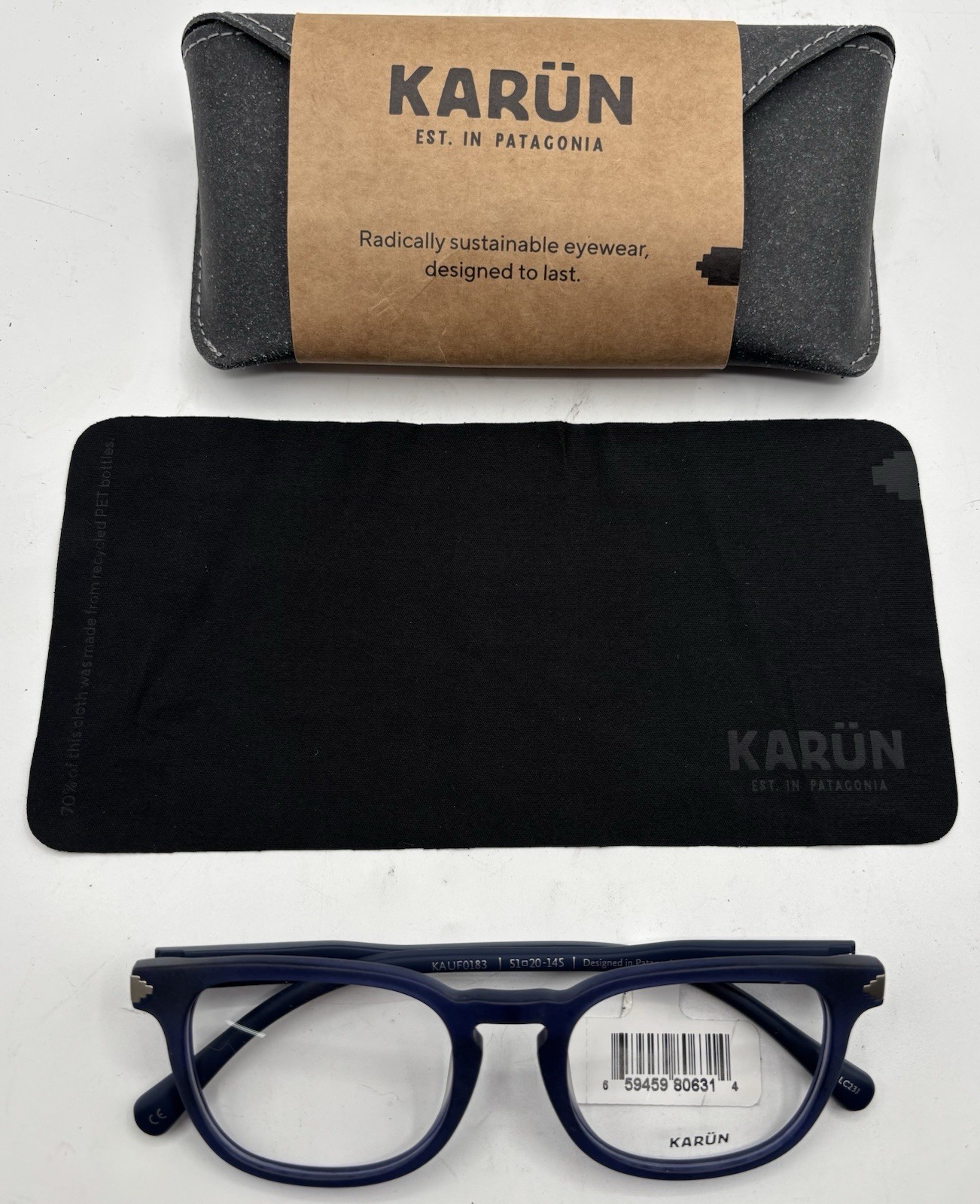 Karün Ranita de Darwin Blue Eyeglass Frames KAUF0183 Square Rx Glasses w/ Case