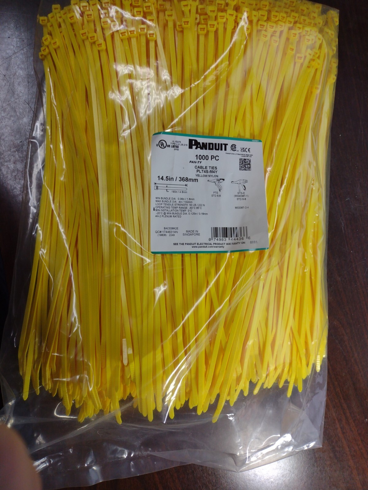 PANDUIT PLT4S-M4Y PAN-TY CABLE TIES 14.5\ PANDUIT PLT4S-M4Y PAN-TY CABLE TIES 14.5\