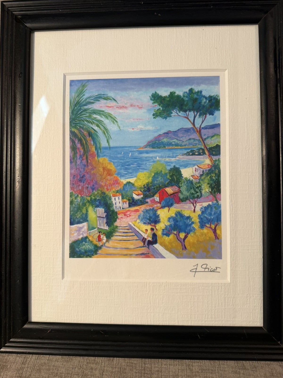 Jean Claude Picot Paysage Framed Park W Print COA 2005 mediterranean beach sea￼