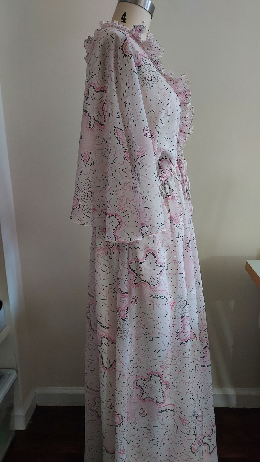 Vintage Zandra Rhodes Squiggle Print Chiffon Gown Vintage Zandra Rhodes Squiggle Print Chiffon Gown
