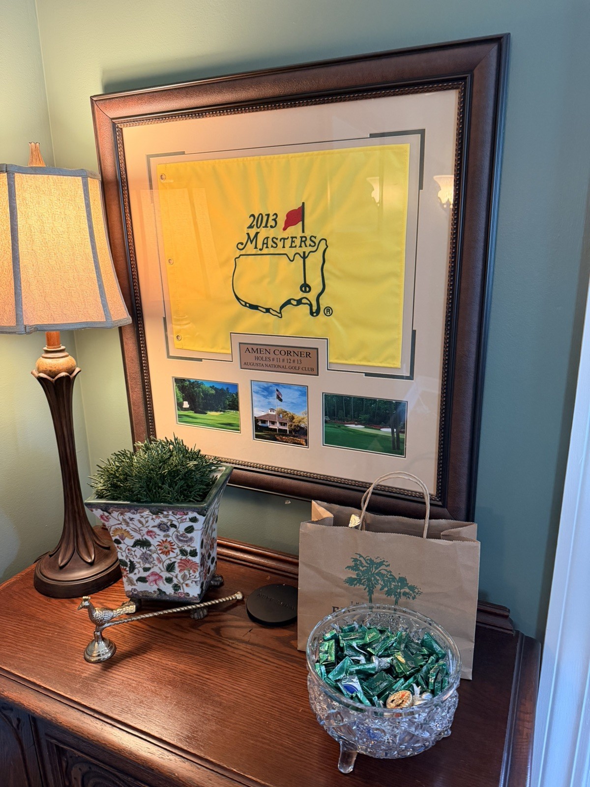 2013 Augusta National Masters Tournament Flag Framed W/ Pictures 'Amen Corner' 2013 Augusta National Masters Tournament Flag Framed W/ Pictures 'Amen Corner'