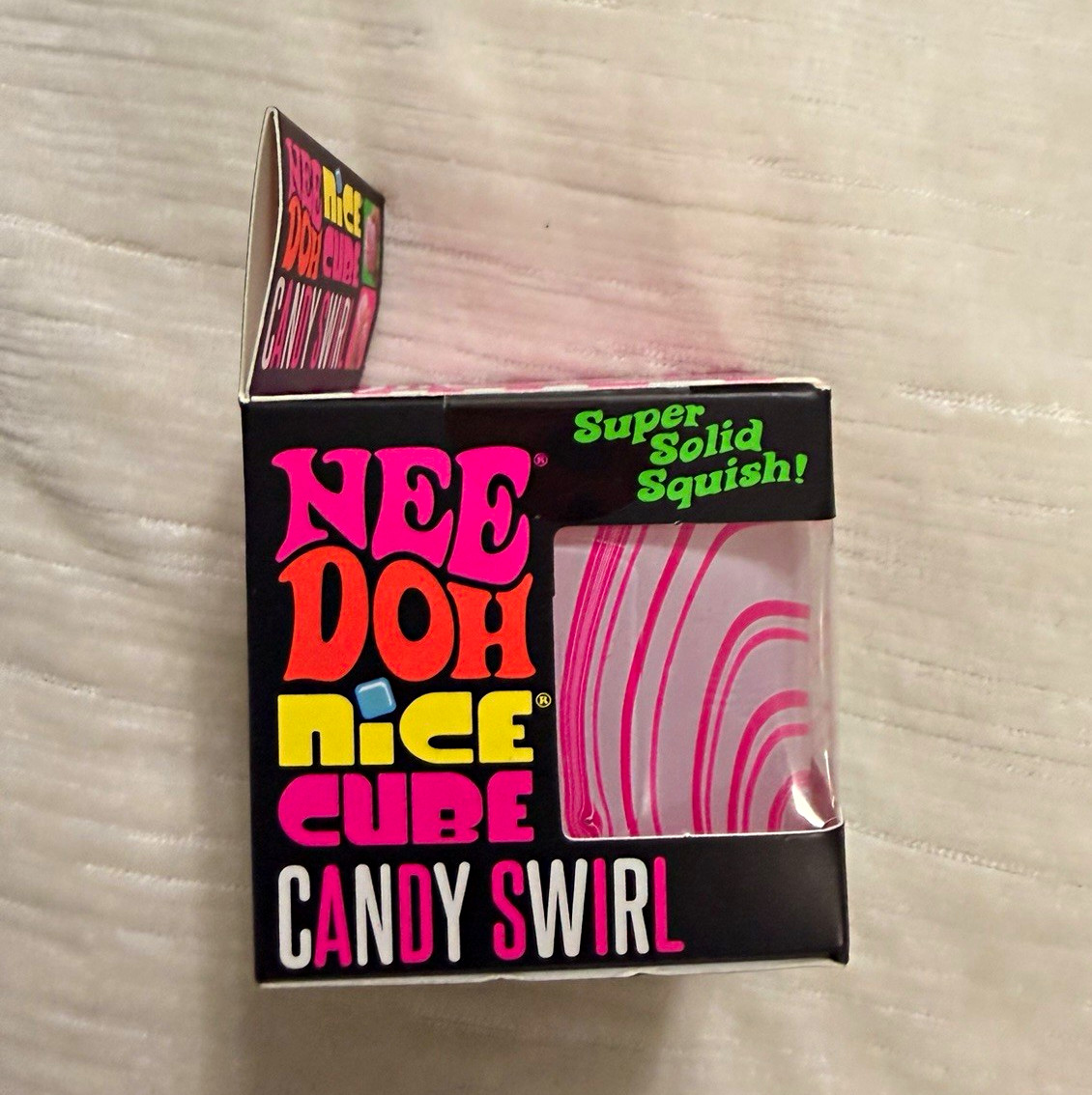 Schylling Nee Doh Nice Cube Candy Swirl Squish Squeeze Toy Pink White Schylling Nee Doh Nice Cube Candy Swirl Squish Squeeze Toy Pink White