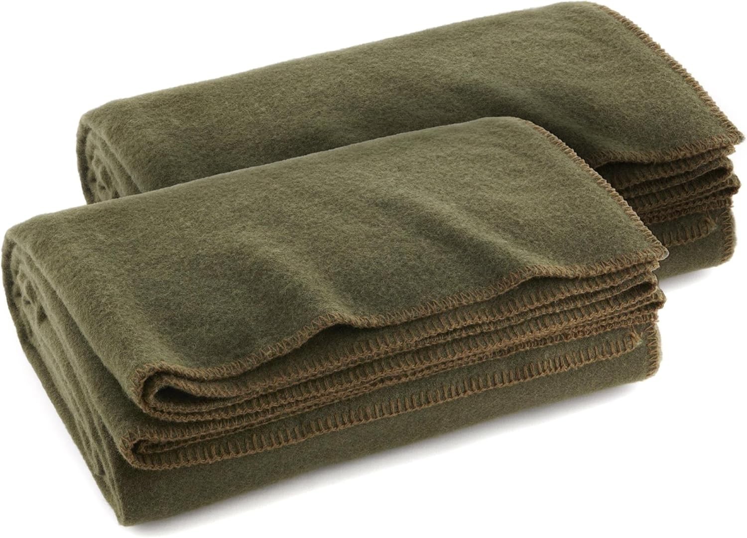 US Military Wool Fire Retardant Blanket 66x90 Olive Drab Survival Emergency 2Pk