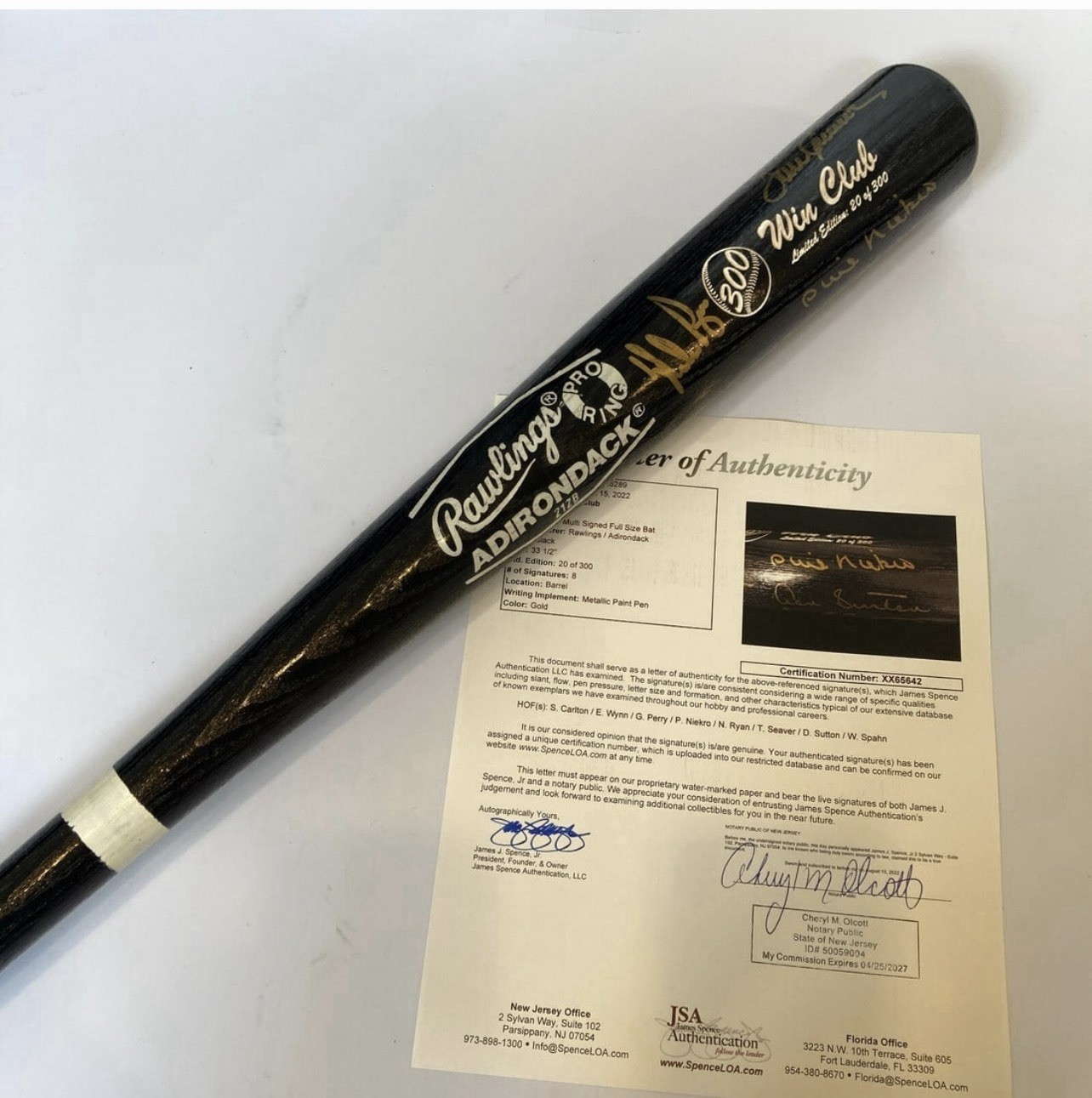 ⚾️ 300 Win Club Multi-Signed Bat 8 Legends JSA COA Seaver Carlton Ryan ⚾️