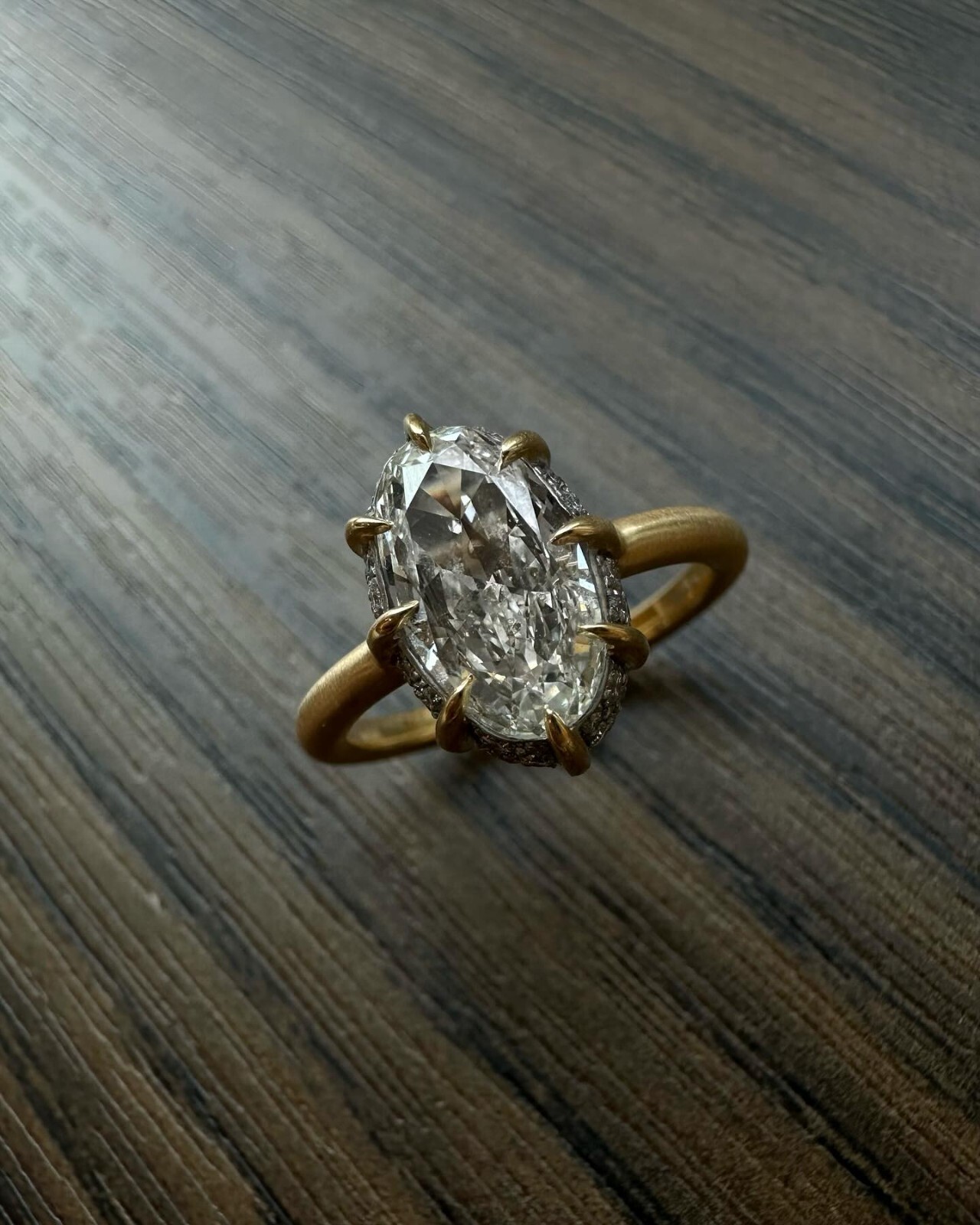 Antique Oval Moissanite 8 Prong Vintage Inspired Modern Pave Basket Wedding Ring
