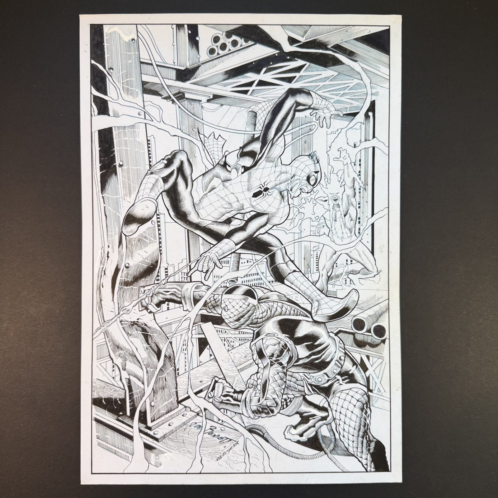 Spider-Man Joe Bennett Original Comic Art Inks Commission Shocker Electro Jansen Spider-Man Joe Bennett Original Comic Art Inks Commission Shocker Electro Jansen