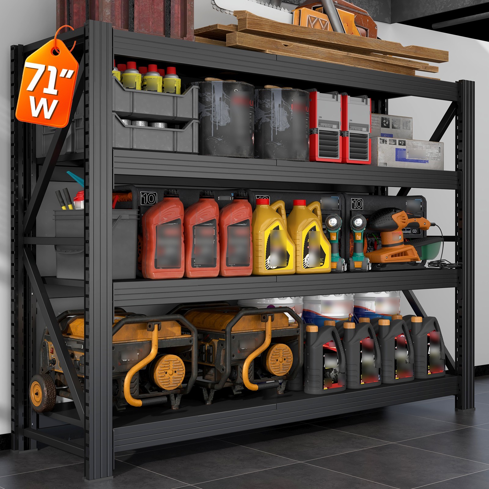 4000LB Garage Shelving Heavy Duty 4 Tier Metal Shelves, 24 4000LB Garage Shelving Heavy Duty 4 Tier Metal Shelves, 24
