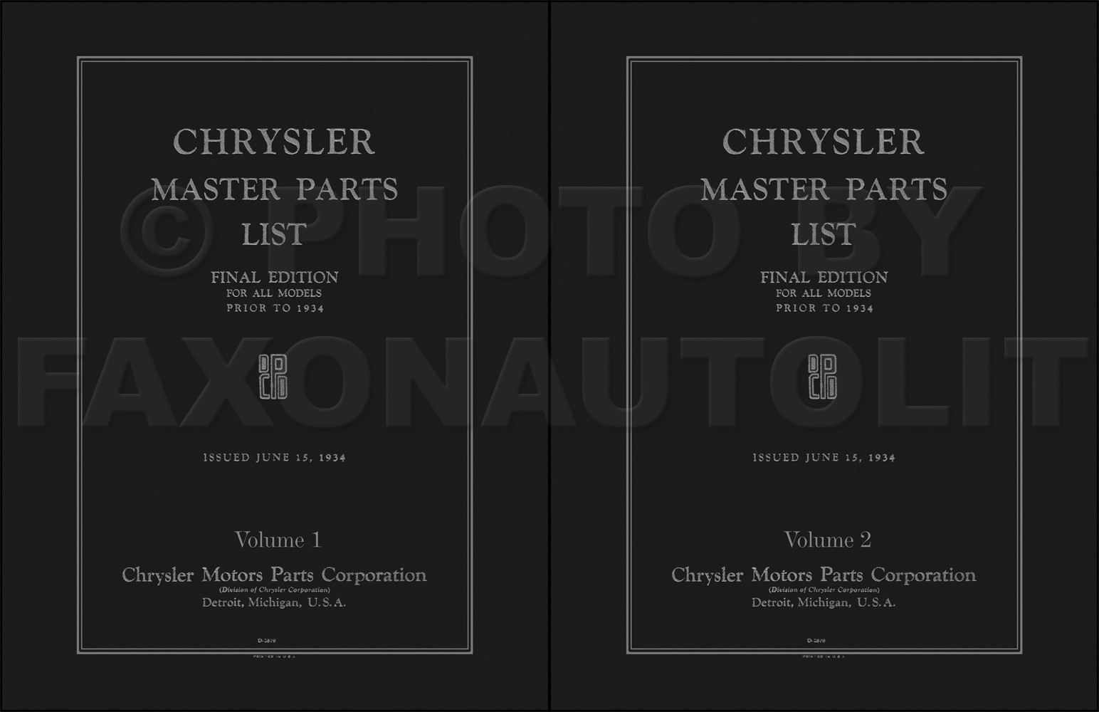 1924-1933 Chrysler Master Parts Book 1925 1926 1927 1928 1929 1930 1931 1932
