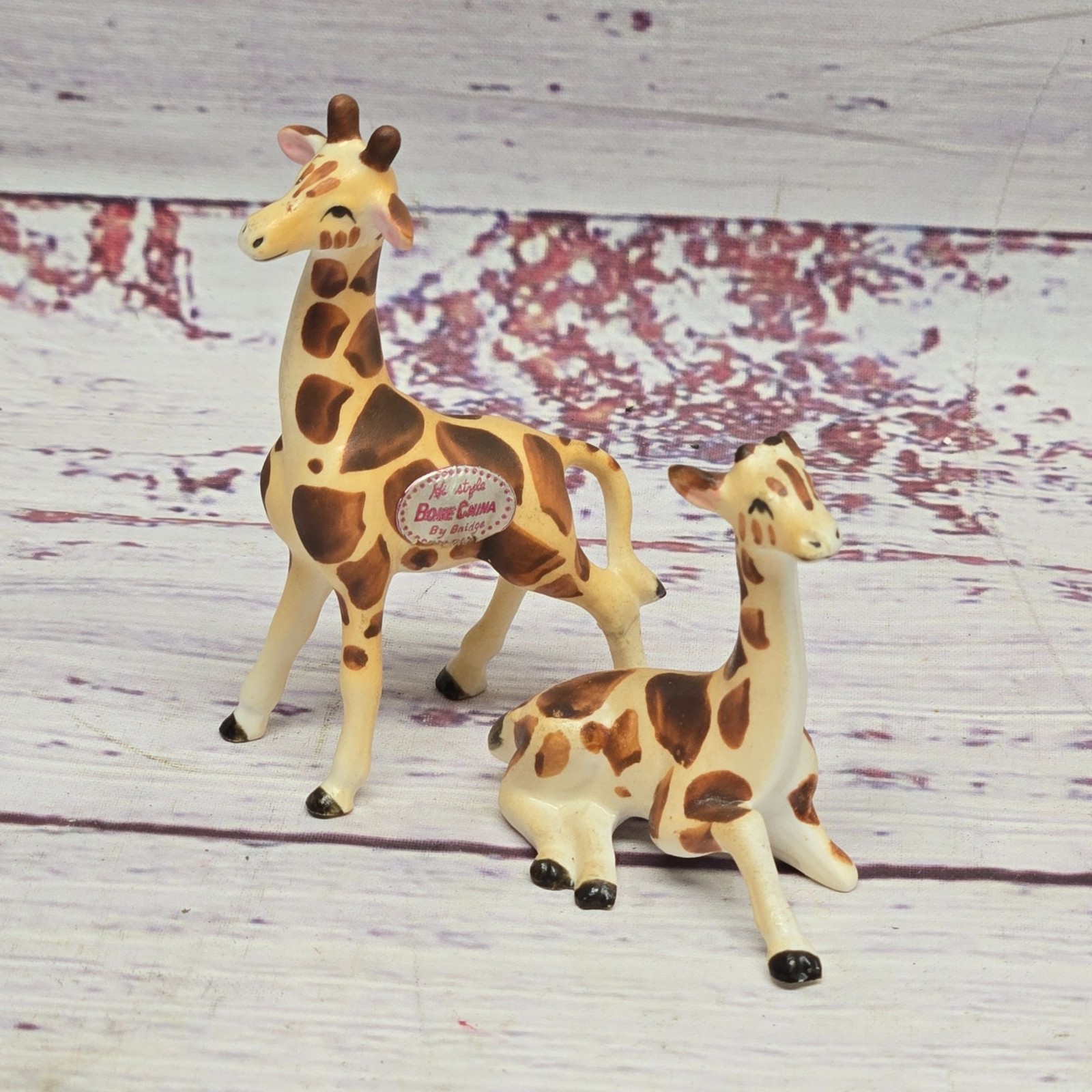 Vintage MCM Bone China Giraffe Mom & baby Figurines Hi Style Bridge Japan Animal Vintage MCM Bone China Giraffe Mom & baby Figurines Hi Style Bridge Japan Animal