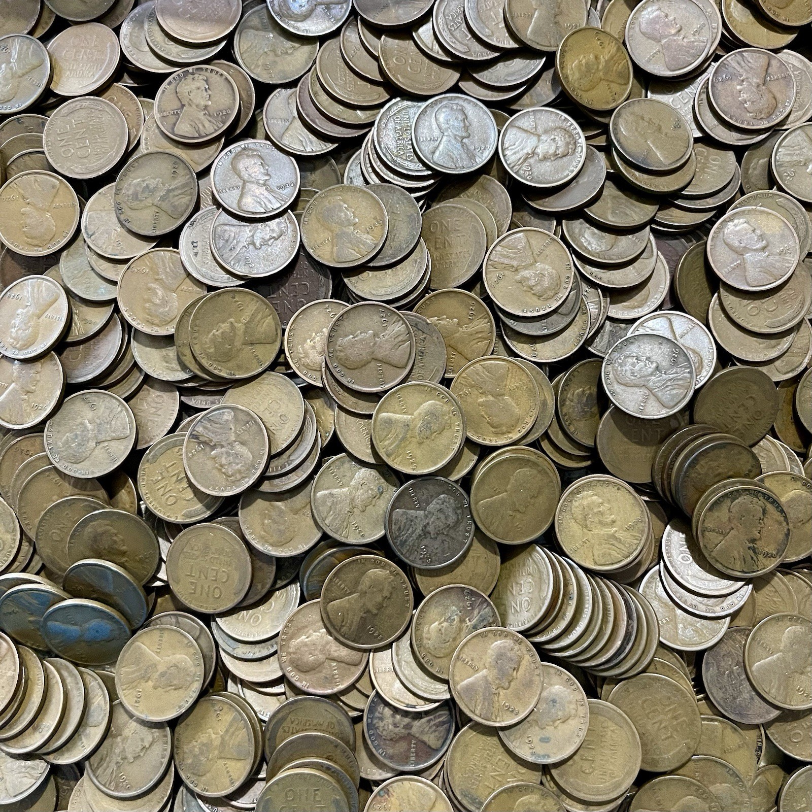 1920-1929 Lincoln Wheat Cent Penny Roll of 50 PDS Mint Marks Twenties 1920’s