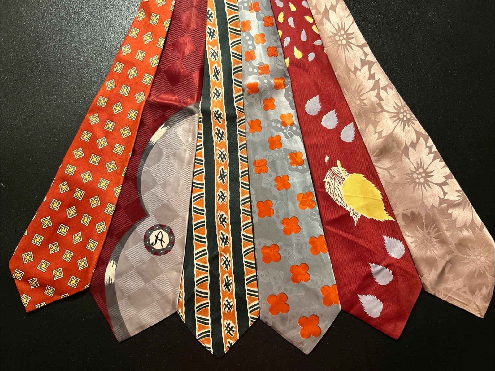 Vintage Tie Lot Of 6 40s 1940s Art Deco Swing Ties CRISP Wide Hollyvogue Wembley