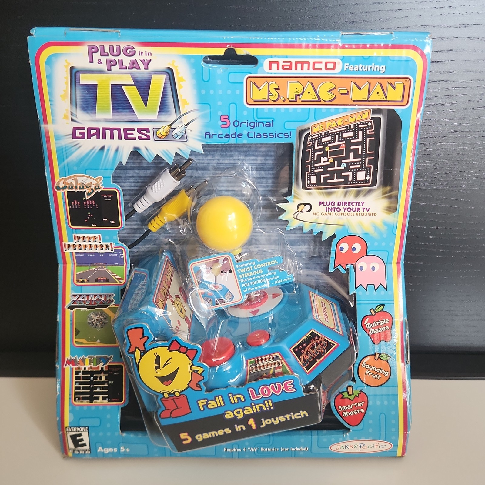2004 Jakks Pacific Namco Ms. Pac-Man Plug & Play 5-in-1 TV Games - New 