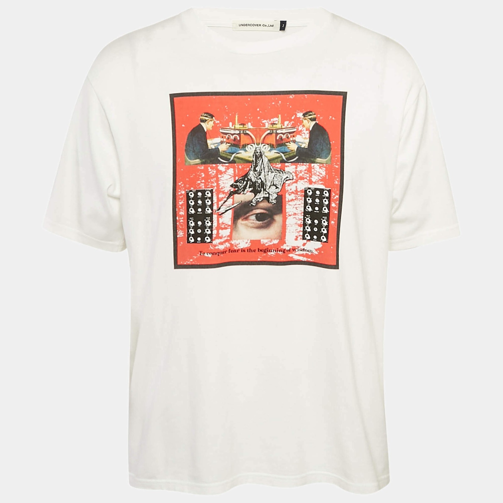 Undercover White Graphic Print Cotton Crew Neck TShirt ML