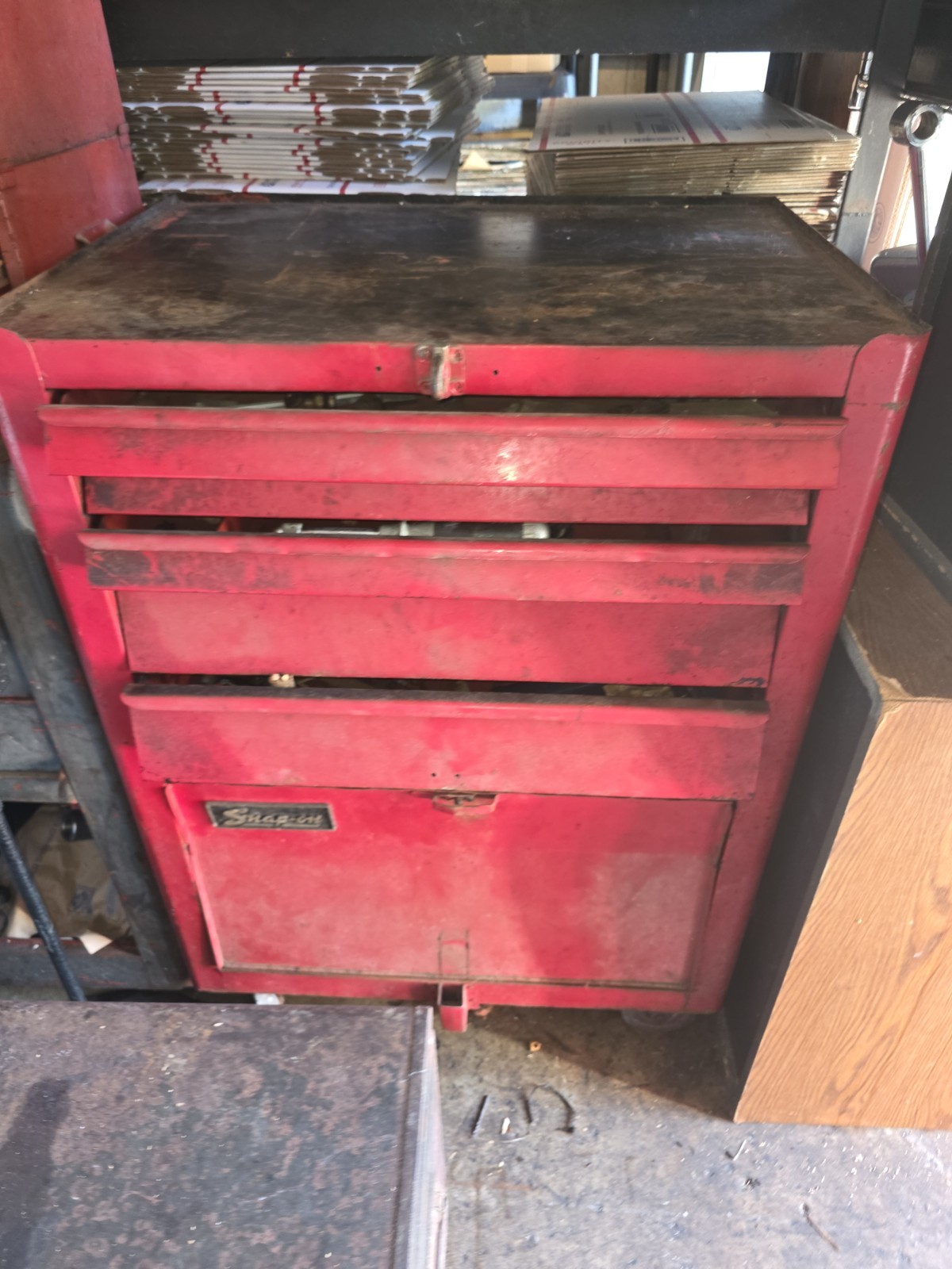 Vintage Snap-on KRA-377A Rolling Tool Cabinet Red Toolbox w/ Tools