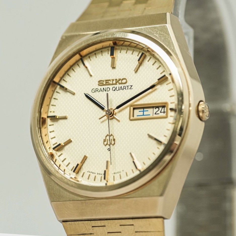 Vintage 1979 *NEAR MINT* SEIKO Grand Quartz 9943-8000 Gold KANJI Date 36mm Men\'s