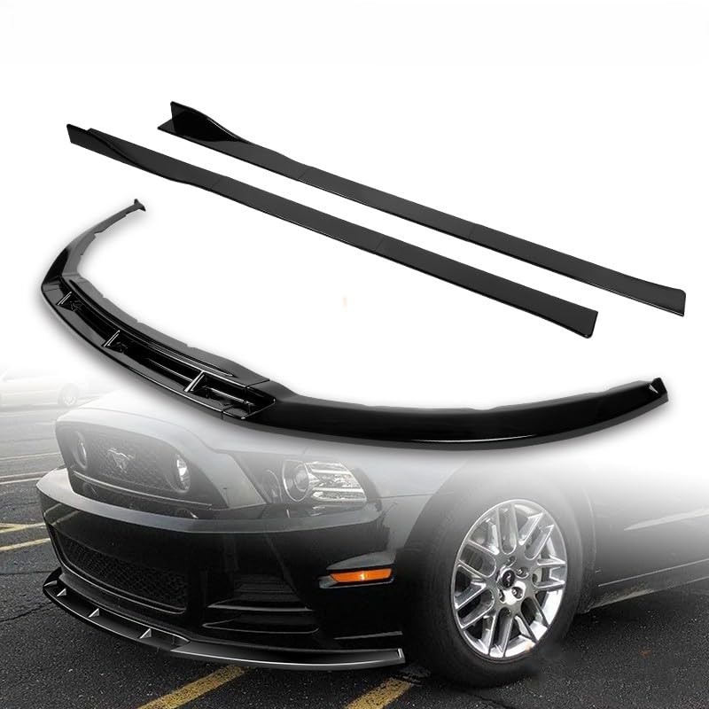 9pcs Front Lip & Side Skirt Diffuser Kit 2013-2014 Ford Mustang V6/V8 Black