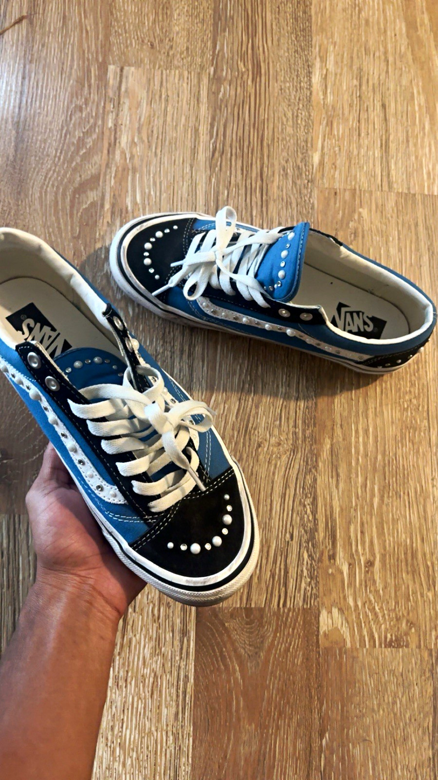 VANS Old Skool Skateboarding Shoes Blue Black White US 8.5 Medium (D, M) VANS Old Skool Skateboarding Shoes Blue Black White US 8.5 Medium (D, M)