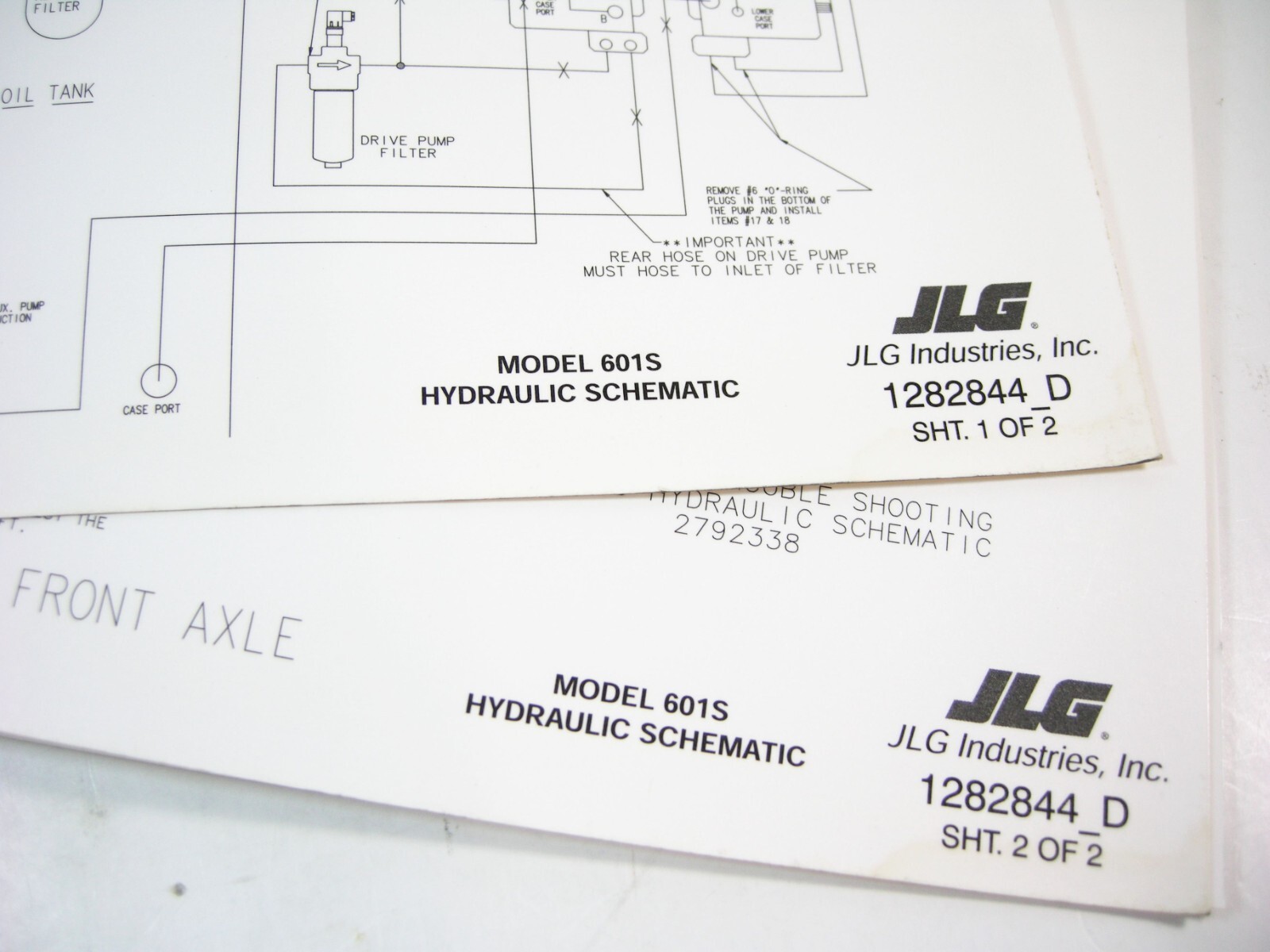 Original JLG 601S Aerial Boom Lift Hydraulic Schematic Diagram Original JLG 601S Aerial Boom Lift Hydraulic Schematic Diagram