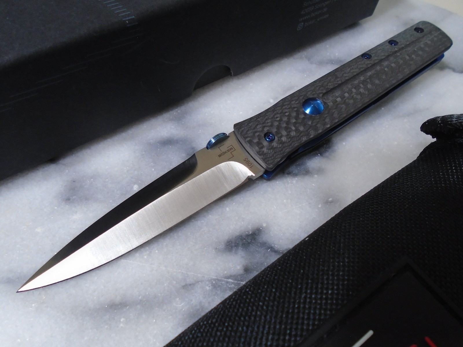 Boker Plus Icepick Folding Dagger Pocket Knife Carbon Fiber VG-10 01BO199 New