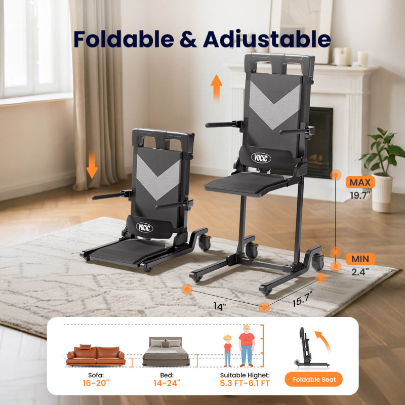 VOCIC AX35 Electric Chair Lift, Portable 4-Wheel Transfer Aid for Seniors 350lb VOCIC AX35 Electric Chair Lift, Portable 4-Wheel Transfer Aid for Seniors 350lb