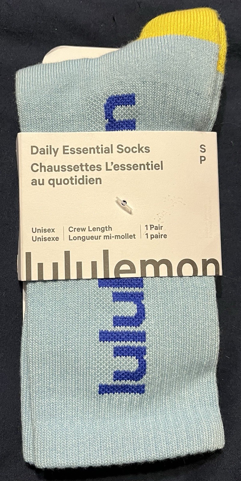 Lululemon Daily Essential Crew Socks Size Small Blue Yellow NWT Lululemon Daily Essential Crew Socks Size Small Blue Yellow NWT
