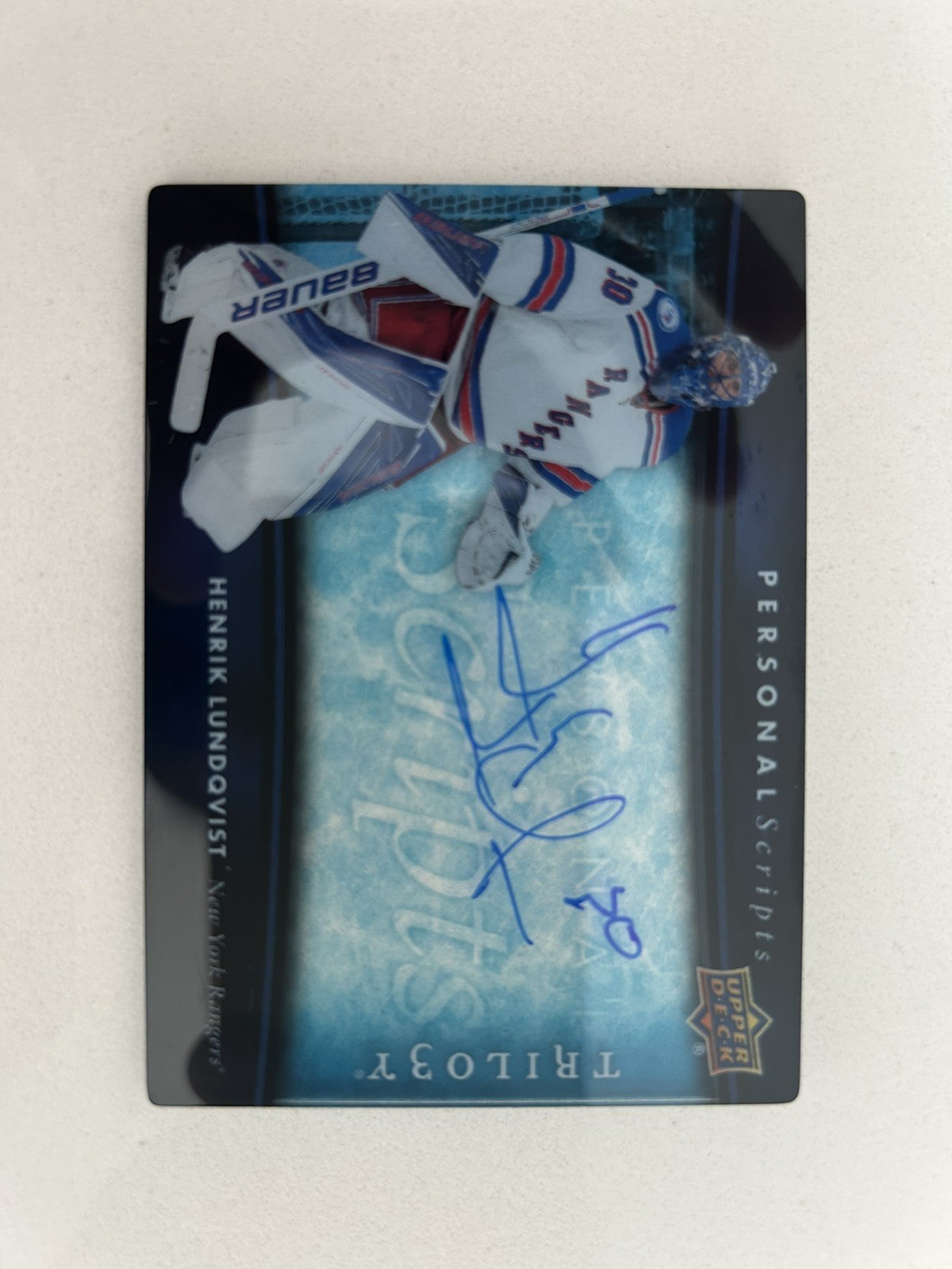 Rare 2017-18 UD Trilogy Personal Script Henrik Lundqvist Hall of Famer 🚀🚀 Rare 2017-18 UD Trilogy Personal Script Henrik Lundqvist Hall of Famer 🚀🚀