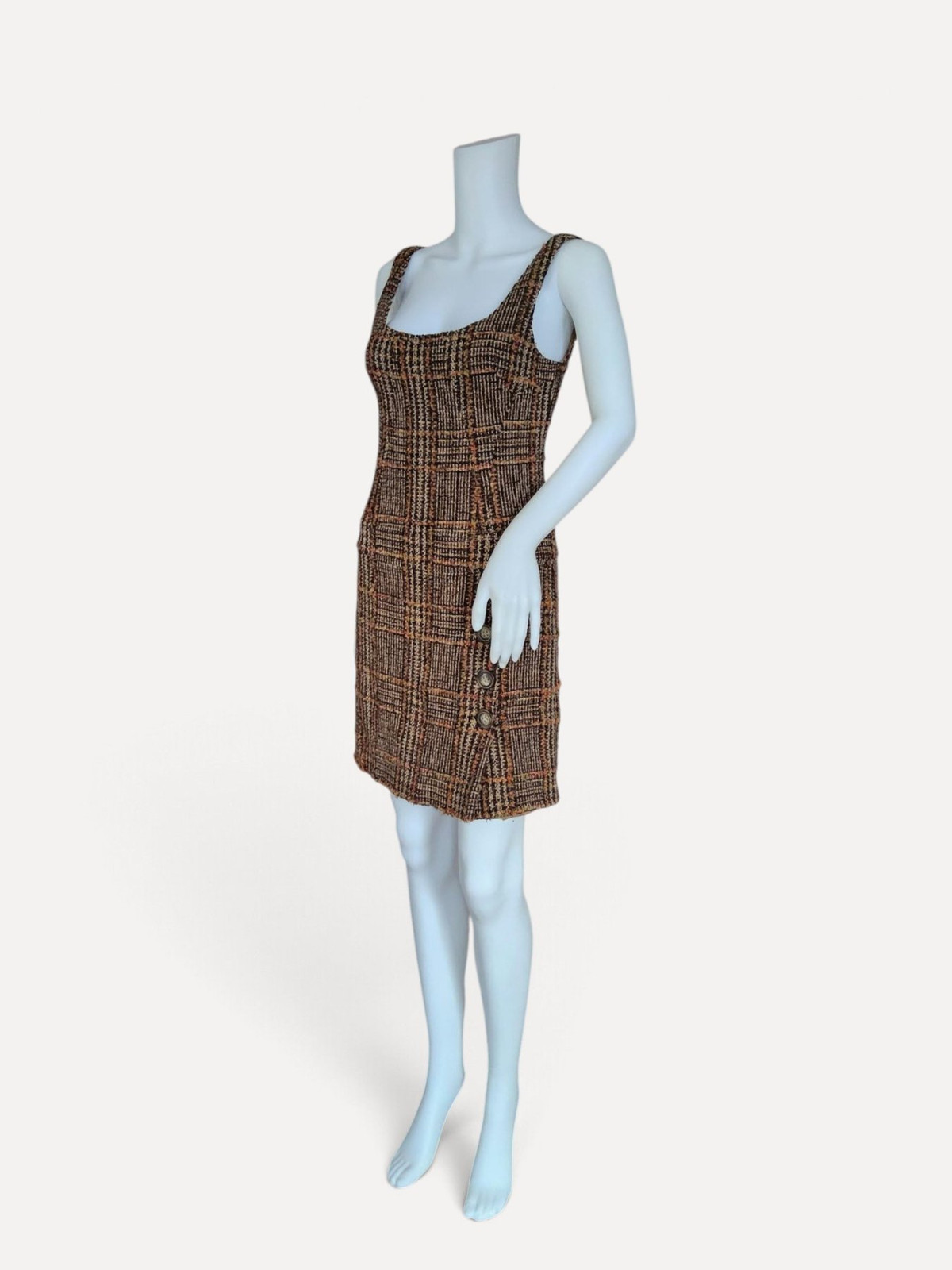 Rare Vintage D&G Dolce & Gabbana Asymmetric Tweed Mini Dress IT42/EUR S