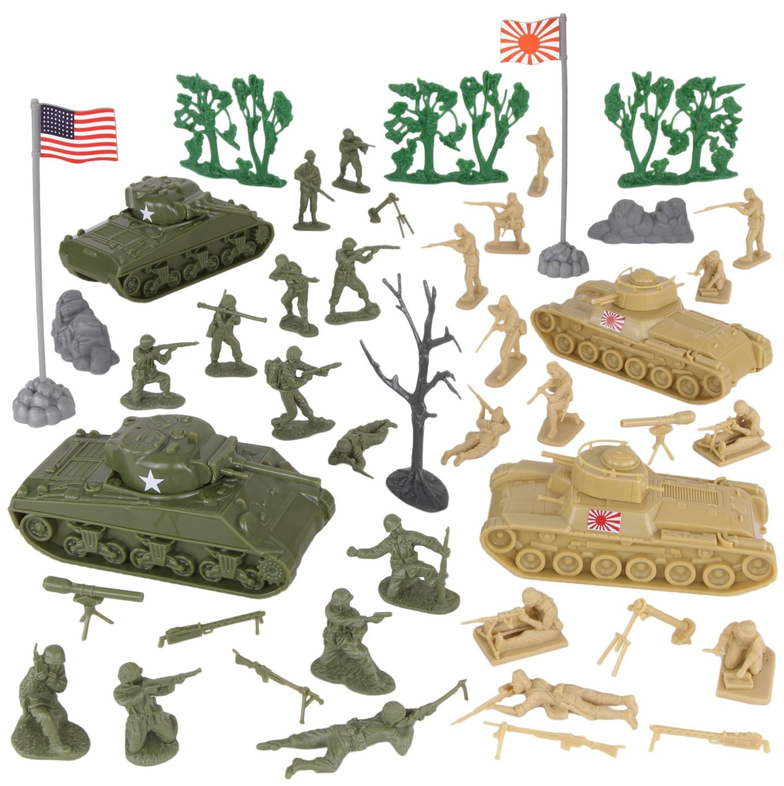 BMC CTS WW2 Battle of Saipan - Plastic Army Men 45pc Pacific Tank Battle Playset BMC CTS WW2 Battle of Saipan - Plastic Army Men 45pc Pacific Tank Battle Playset