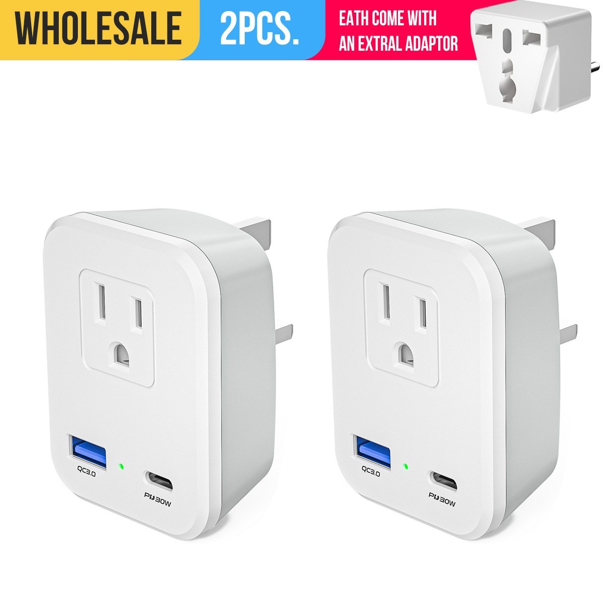 2PCS Type G UK Power Plug Adapter, 2 Type G and Type B US.to UK Travel Adapters. 2PCS Type G UK Power Plug Adapter, 2 Type G and Type B US.to UK Travel Adapters.