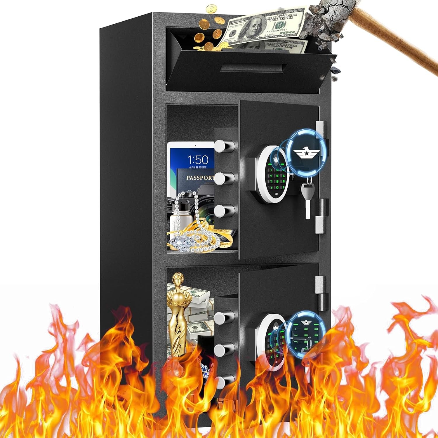 kavey 6.5 Cub Extra Large Home Safe, Deposit Box Drop Safes for Business Home