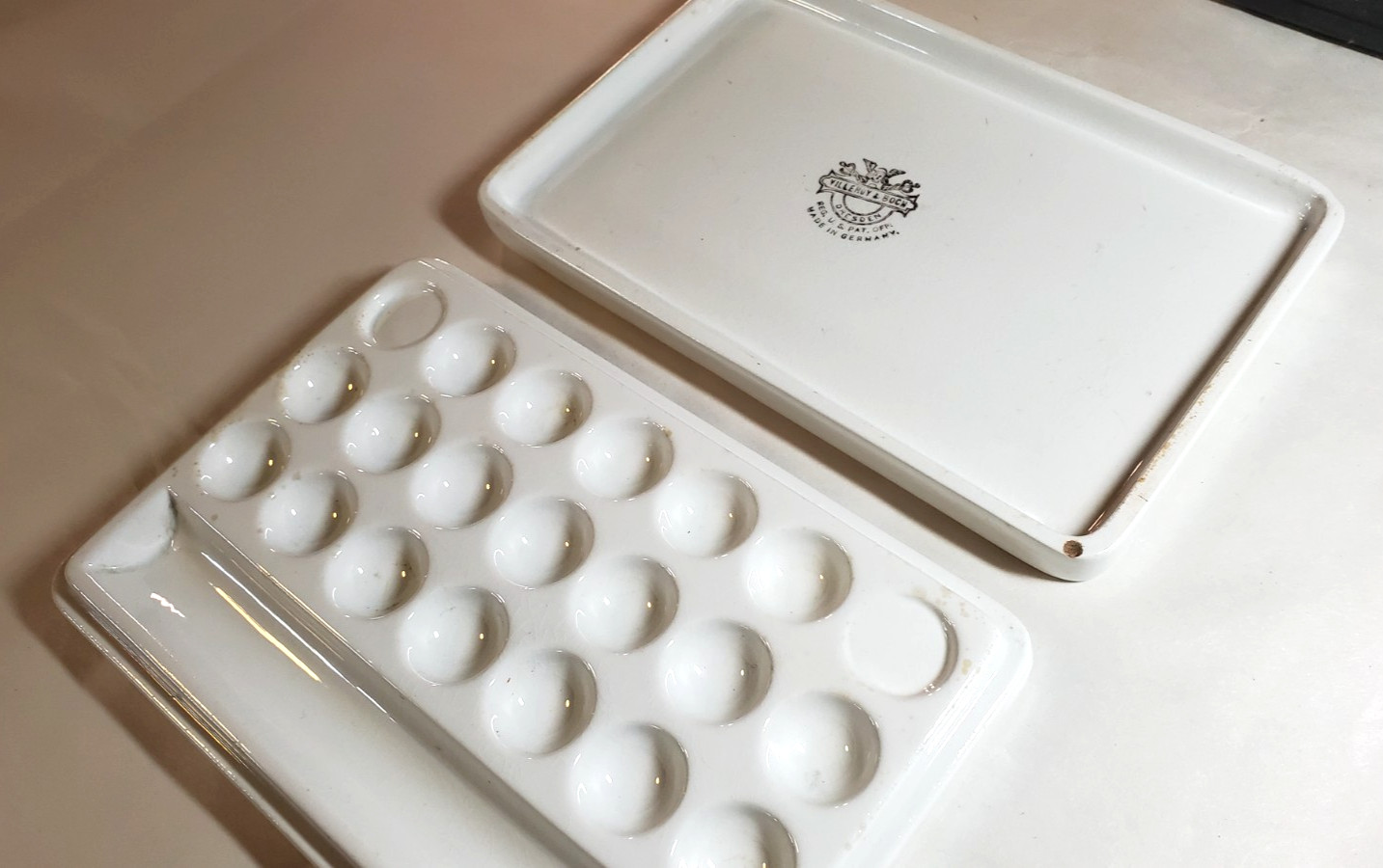 Antique Villeroy and Boch Dresden Lidded Porcelain Watercolor palette Germany Antique Villeroy and Boch Dresden Lidded Porcelain Watercolor palette Germany