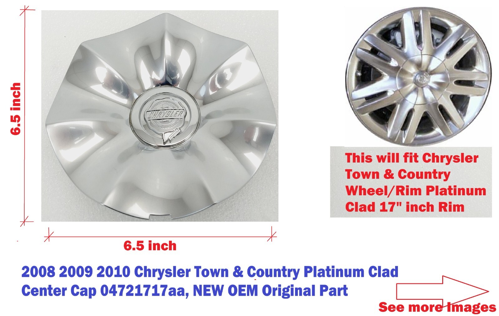 2008 2009 2010 Chrysler Town & Country Center Cap New 04721717aa