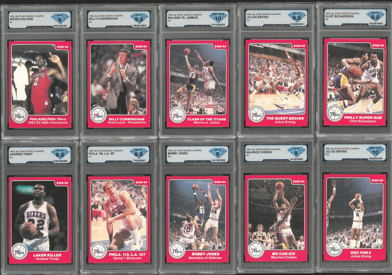 1984-85 Star Julius Erving Dr J COMPLETE GRADED SET 1-18 💎 DSG Graded Avg 8.5