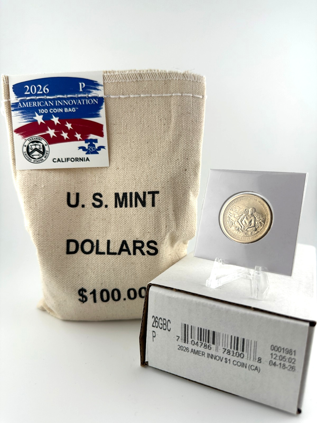 2026 STEVE JOBS  100x Coin Philadelphia Bag  American Innovation Dollar