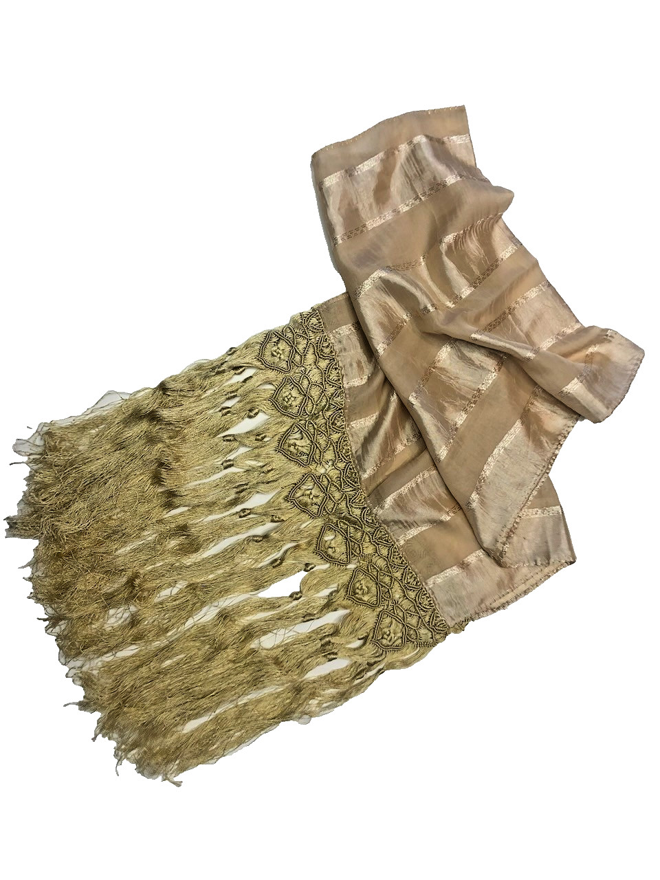 Antique Edwardian Silk French Shawl Macrame Fringe Heirloom Flapper Equisite
