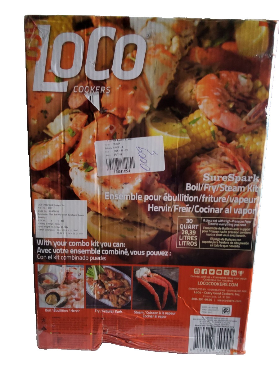 LOCO 30 Qt Propane Boil Fry Steam Kit with Stand - Aluminum Outdoor Cooker LOCO 30 Qt Propane Boil Fry Steam Kit with Stand - Aluminum Outdoor Cooker