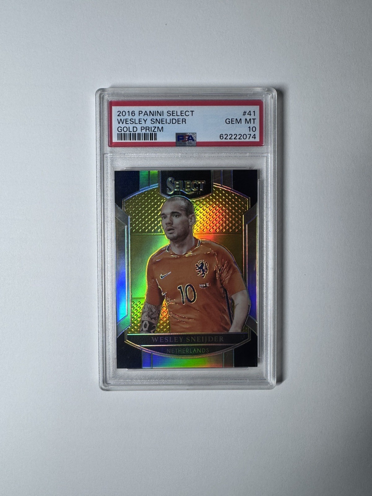 2016 Panini Select Wesley Sneijder Gold #10/10 (Jersey Number) PSA 10 2016 Panini Select Wesley Sneijder Gold #10/10 (Jersey Number) PSA 10