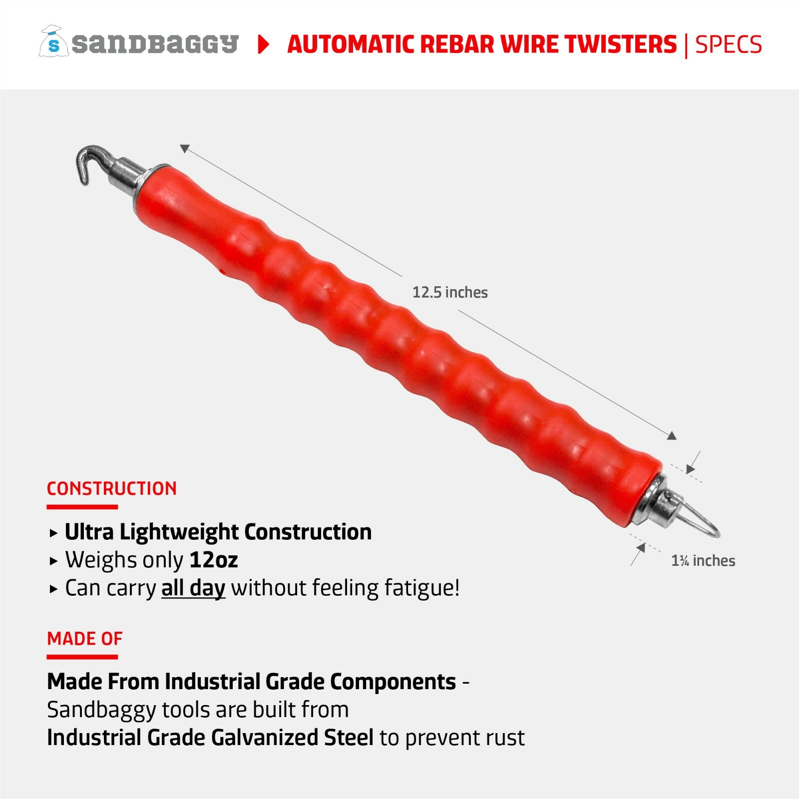 Sandbaggy Rebar Wire Tie Twister Tool | Ties Rebar 2X Faster Sandbaggy Rebar Wire Tie Twister Tool | Ties Rebar 2X Faster