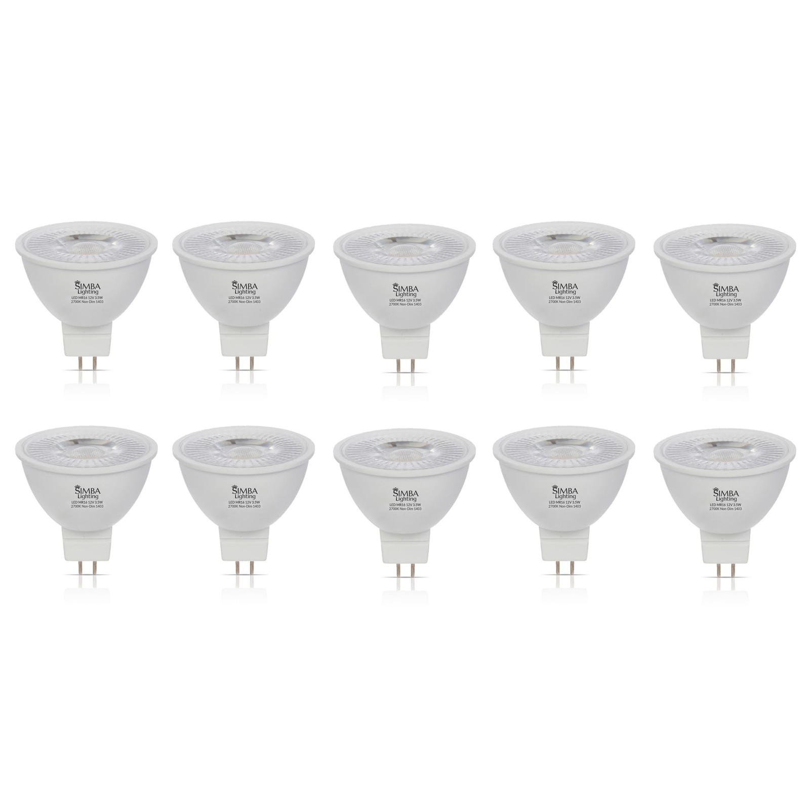 [10 Pack] LED MR16 3.5W 12V 20W Halogen Replacement Bulbs GU5.3 Bi-Pin 2700K