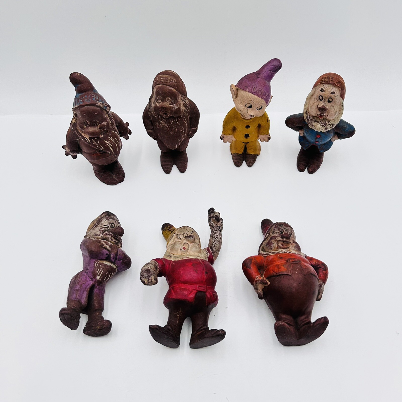 Vtg 1937-38 Walt Disney Seven Dwarfs Seiberling 7 Figure Set Rubber Latex RARE Vtg 1937-38 Walt Disney Seven Dwarfs Seiberling 7 Figure Set Rubber Latex RARE